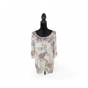CATO'S Women's Floral and Lace Tunic Blouse 2X Rayon Spandex Boho Paisley